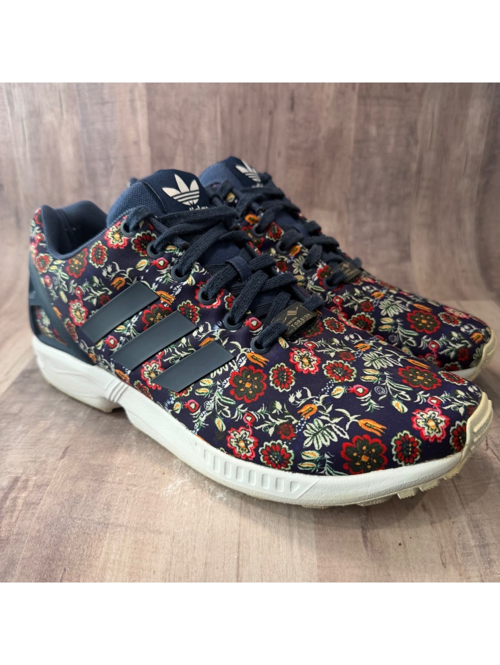 Adidas Women's 10 x The Farm ZX Flux Torsion Floral Navy Sneakers Shoes S76595